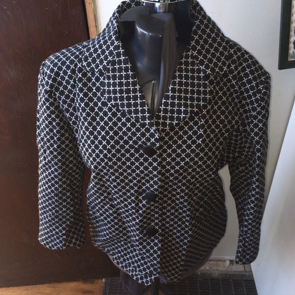 Chicos 3/L black and white dark academia blazer